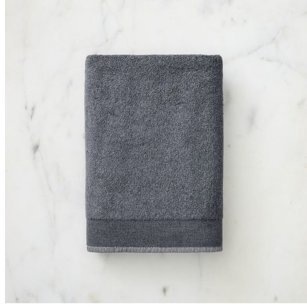 (2) West elm luxe fibrosoft Charcoal Bath Towels